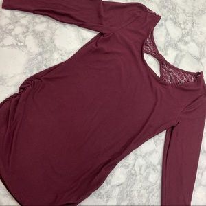 Burgundy Shirt with Lace Back
